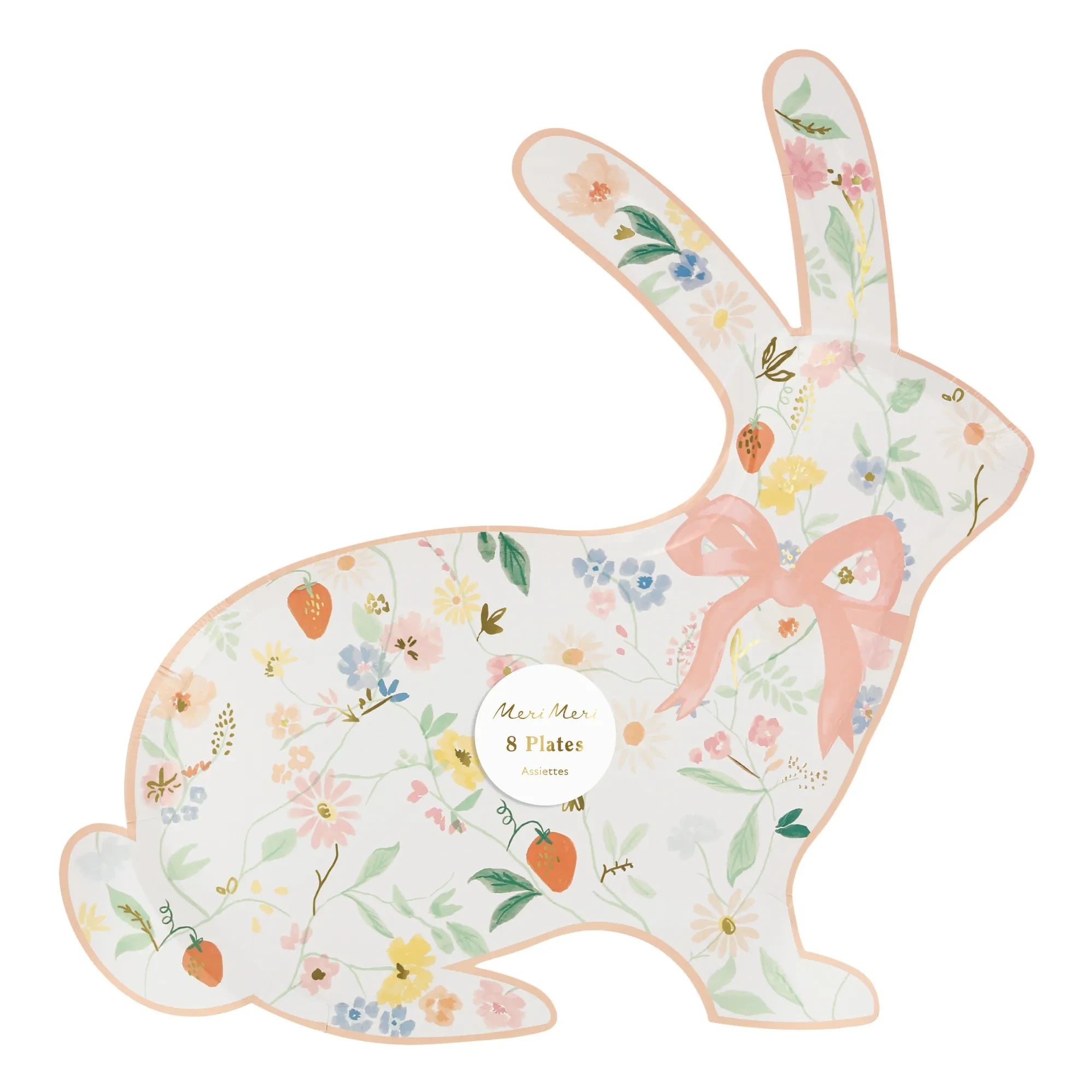 Meri Meri - Frühlings-Blumenhasen-Teller - 8er Set | Pastell