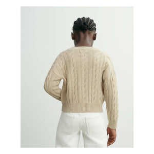 Bompard - Kaschmir-Cardigan mit Zopfmuster | Creme