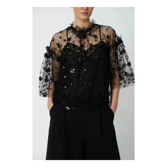 Stella Nova - Pailletten Bluse | Schwarz