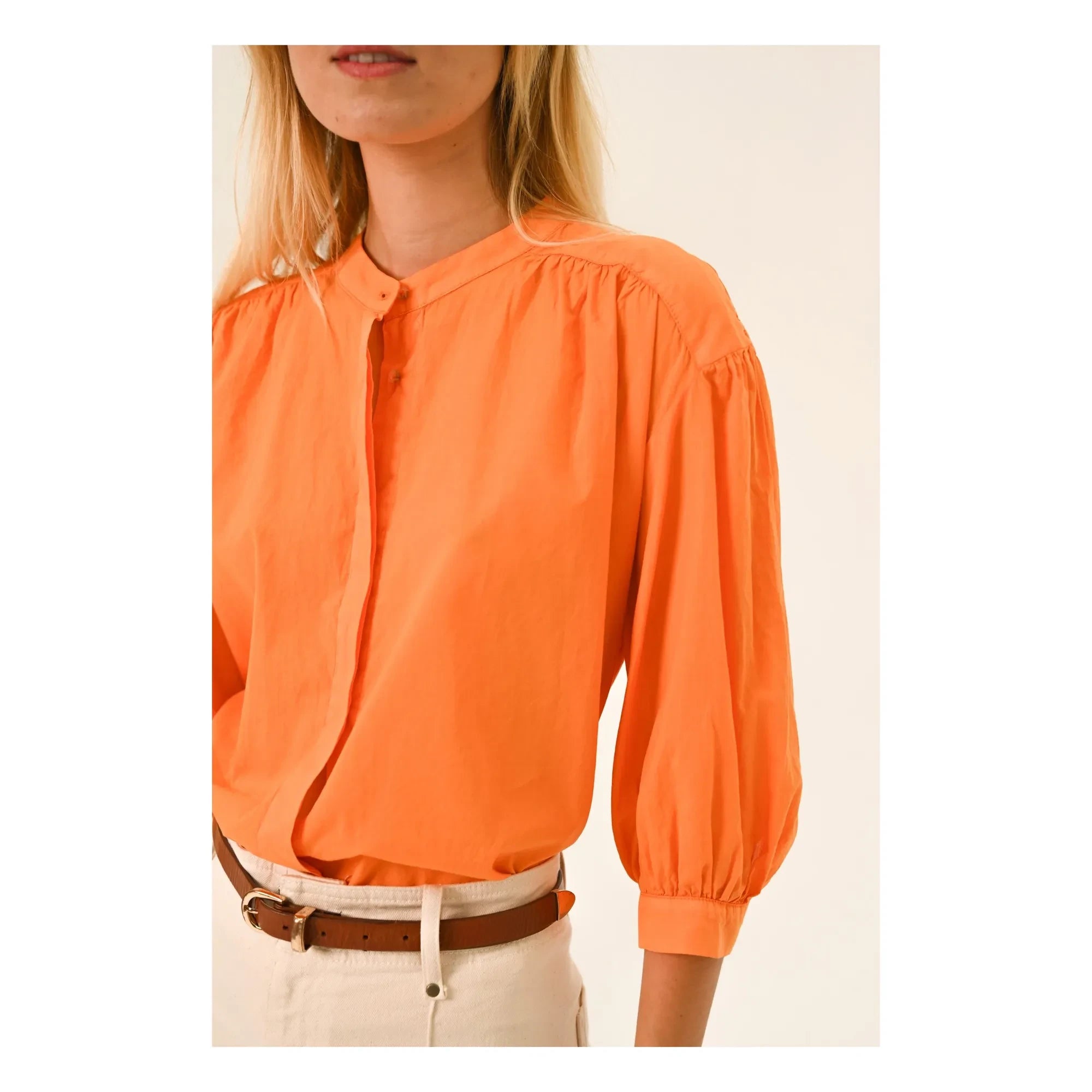 Sacrécoeur - Carla Aurora Poplin Bluse | Orange