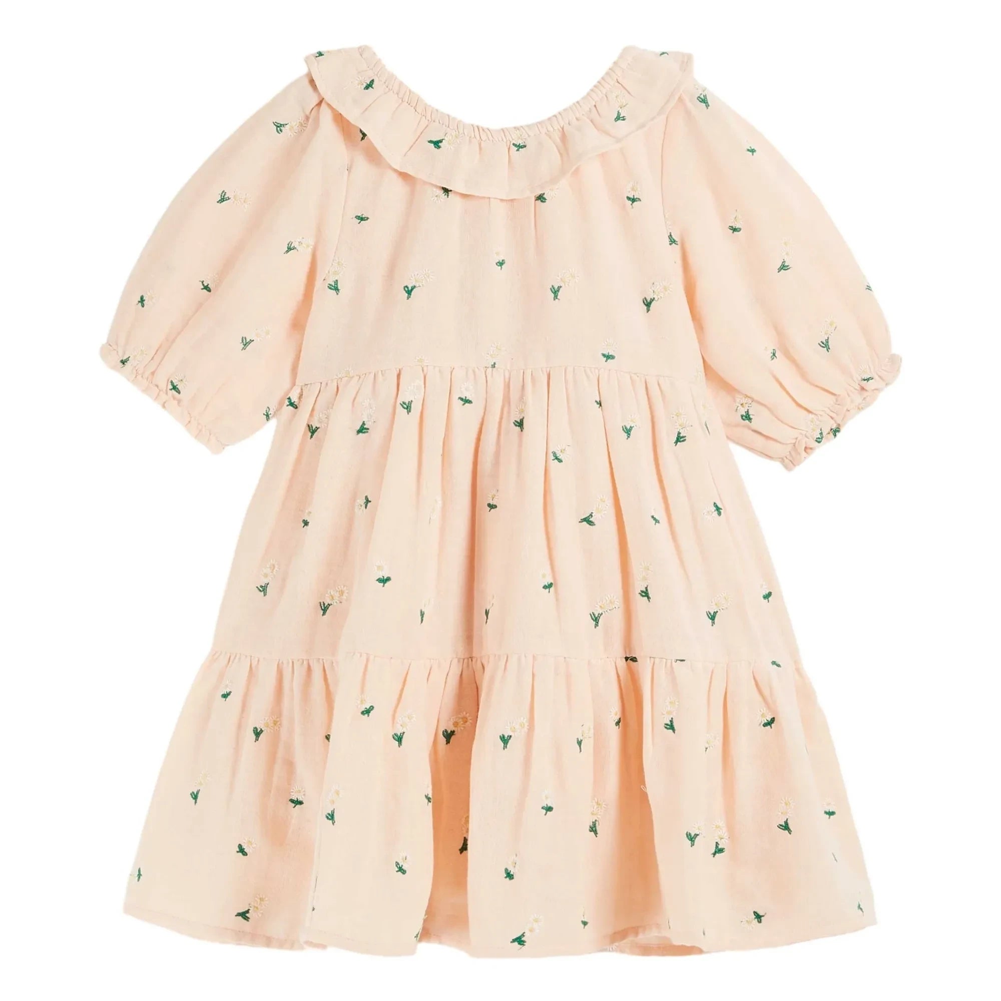 Emile et Ida - Marguerite besticktes Kleid | Rosa Puder