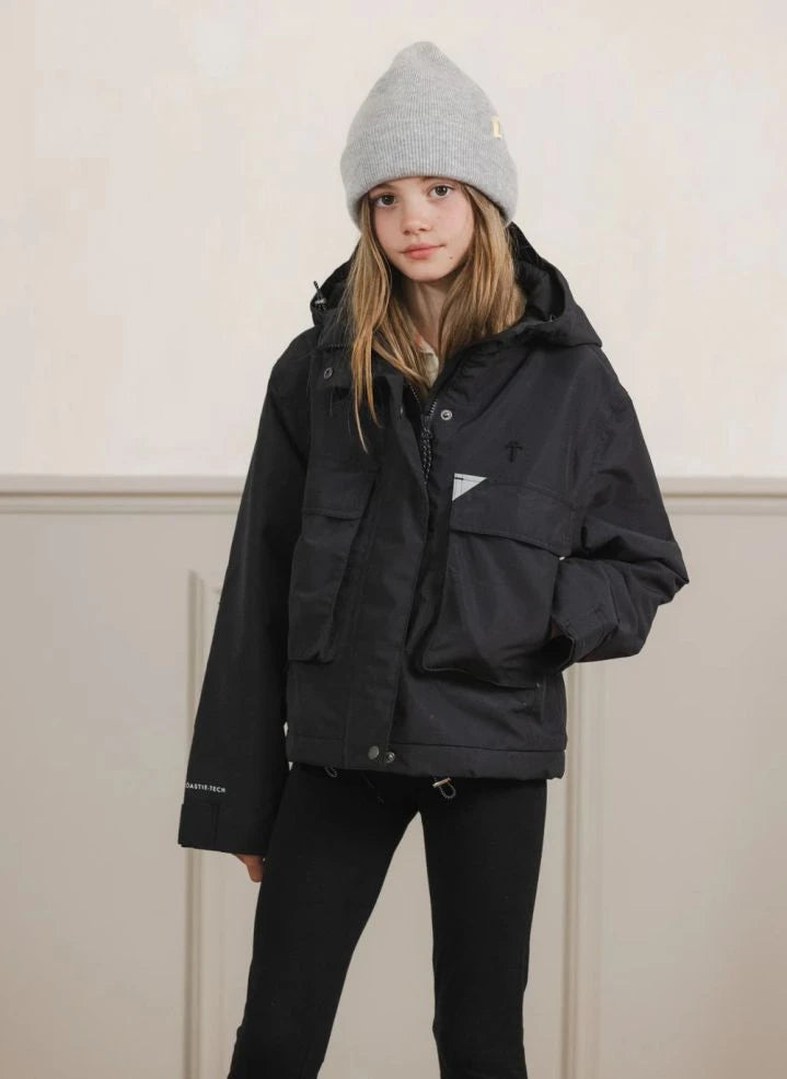 Töastie - Aus recyceltem Futterstoff gefütterte wasserdichte Windjacke | Schwarz