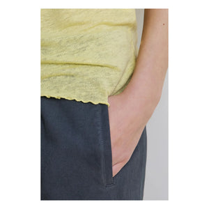 Hod - Marineblaues Leinentop | Zitronengelb