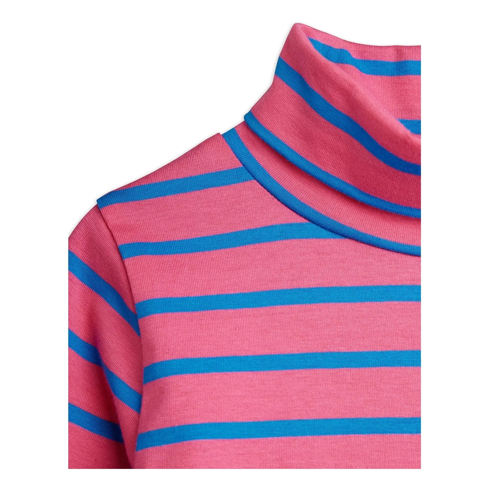 Mini Rodini - Gestreifter Rollkragenpullover aus Bio-Baumwolle | Rosa