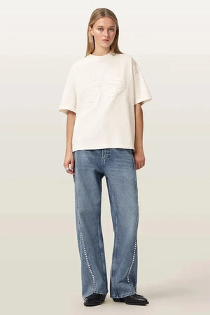 AllSaints Damen-Baumwoll-T-Shirt INSIGNIA