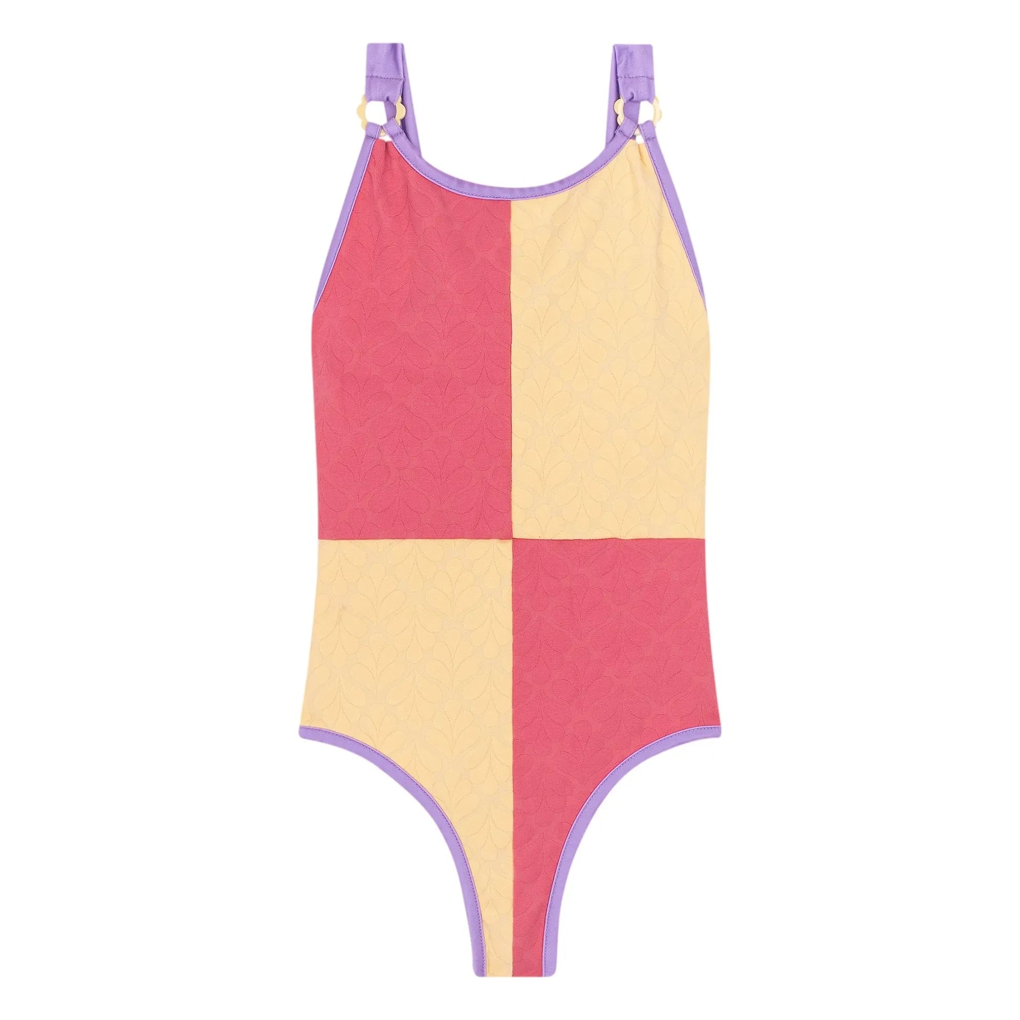 My First Cantê - Victoria Bicolore Feuille Texturierter Badeanzug | Blassgelb