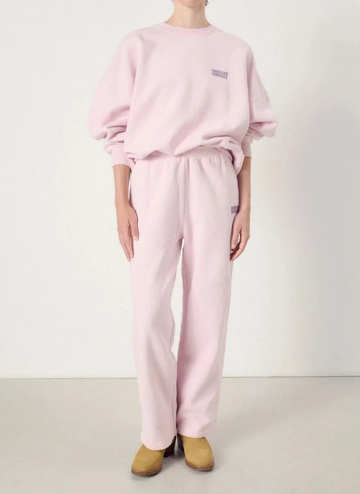 American Vintage - Plizzy Baumwoll Jogginghose | Puderrosa