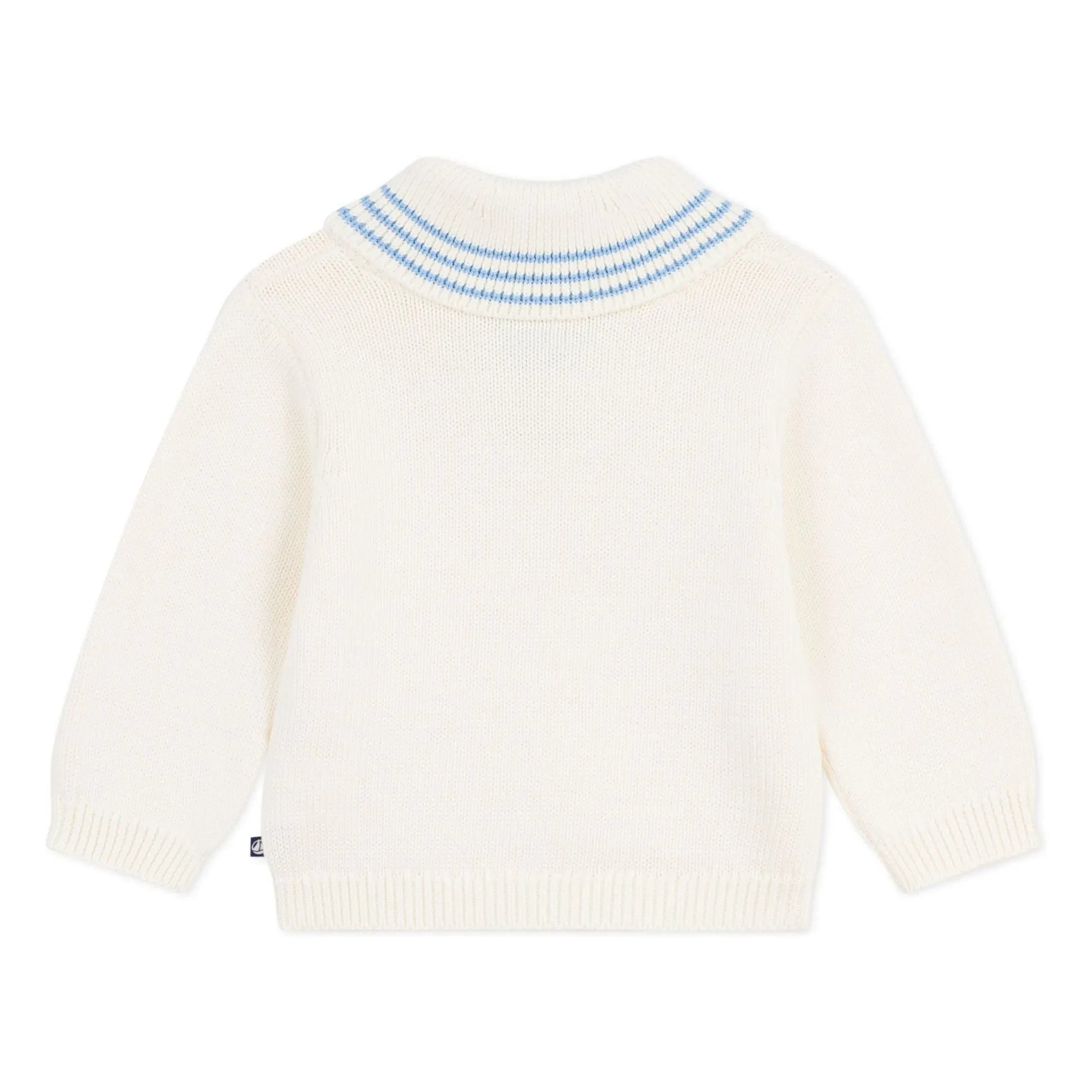 Petit Bateau – Schalkragenpullover aus Bio-Baumwolle | Ecru
