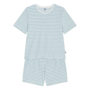Petit Bateau - Gestreifte Frottee-Pyjamashorts | Türkis