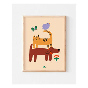 Ma petite vie - Poster Hund, Katze und Vogel | Sand