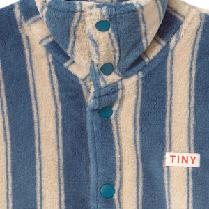 Tinycottons – Gestreifte Fleecejacke | Petrolblau