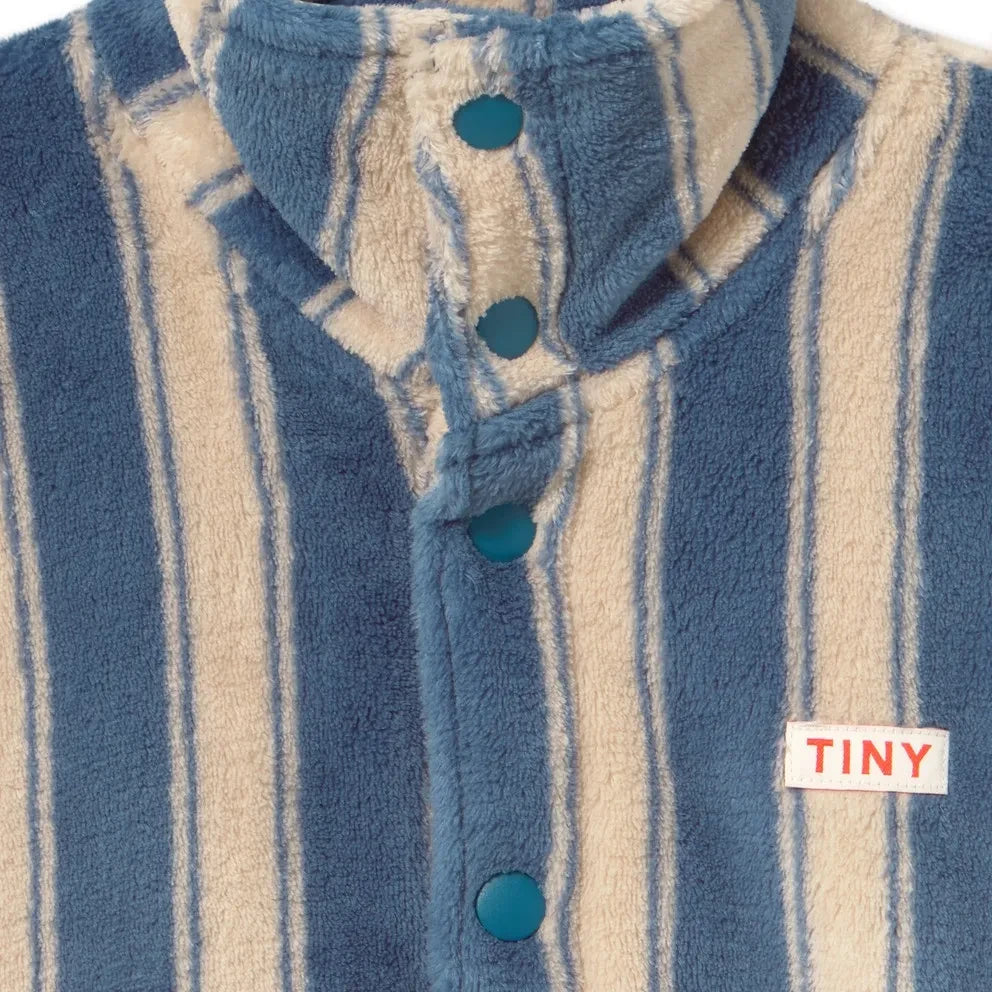 Tinycottons – Gestreifte Fleecejacke | Petrolblau
