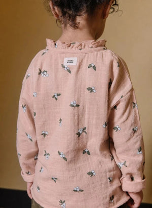 Studio Bohème - Olympe Gui Organisch Baumwollbluse mit Rüsche | Rosa