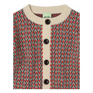 FUB - Ecru Merinowoll-Chevron-Strickjacke