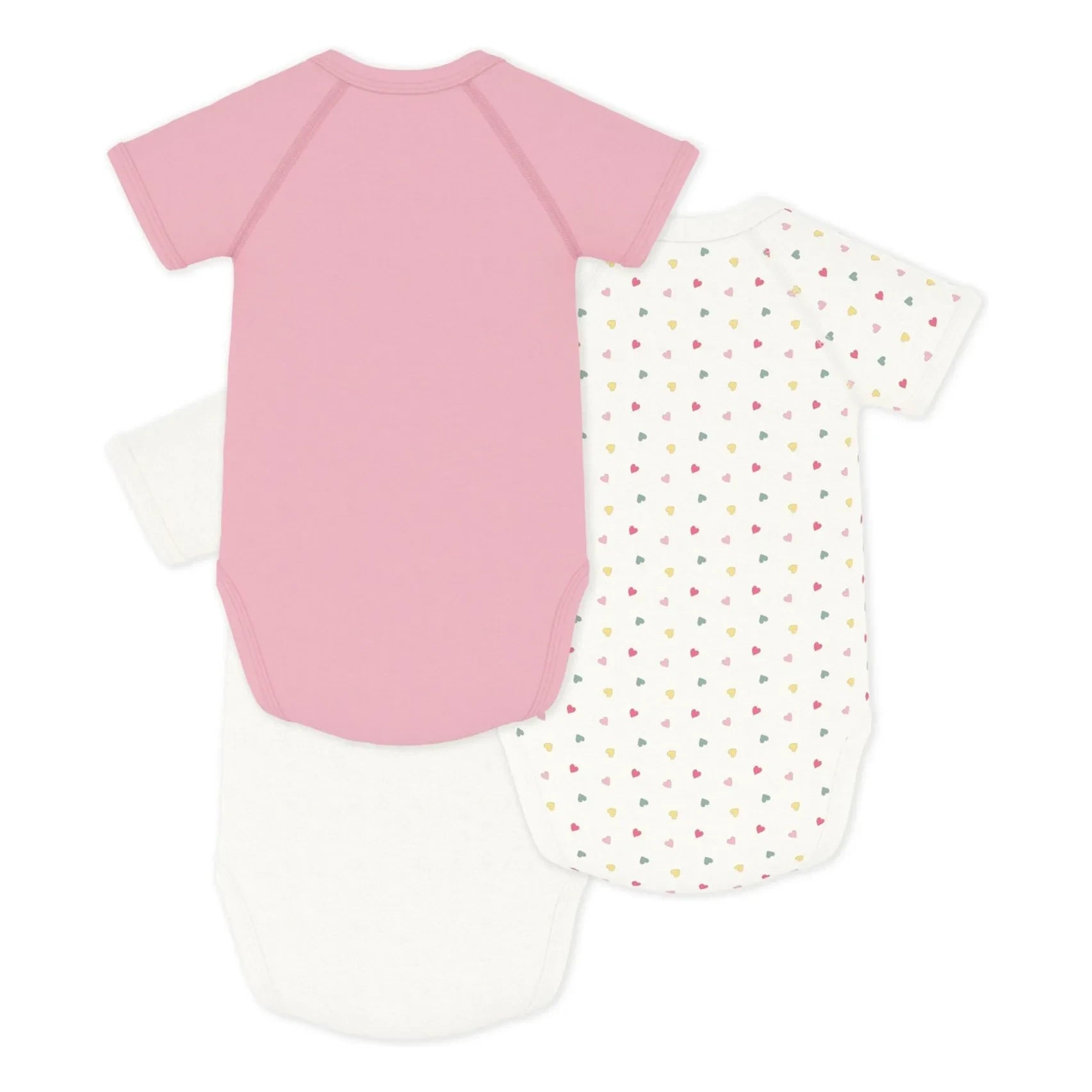 Petit Bateau - 3er-Pack Wickelbody aus Bio-Baumwolle mit kleinen Herzen | Weiß