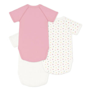 Petit Bateau - 3er-Pack Wickelbody aus Bio-Baumwolle mit kleinen Herzen | Weiß
