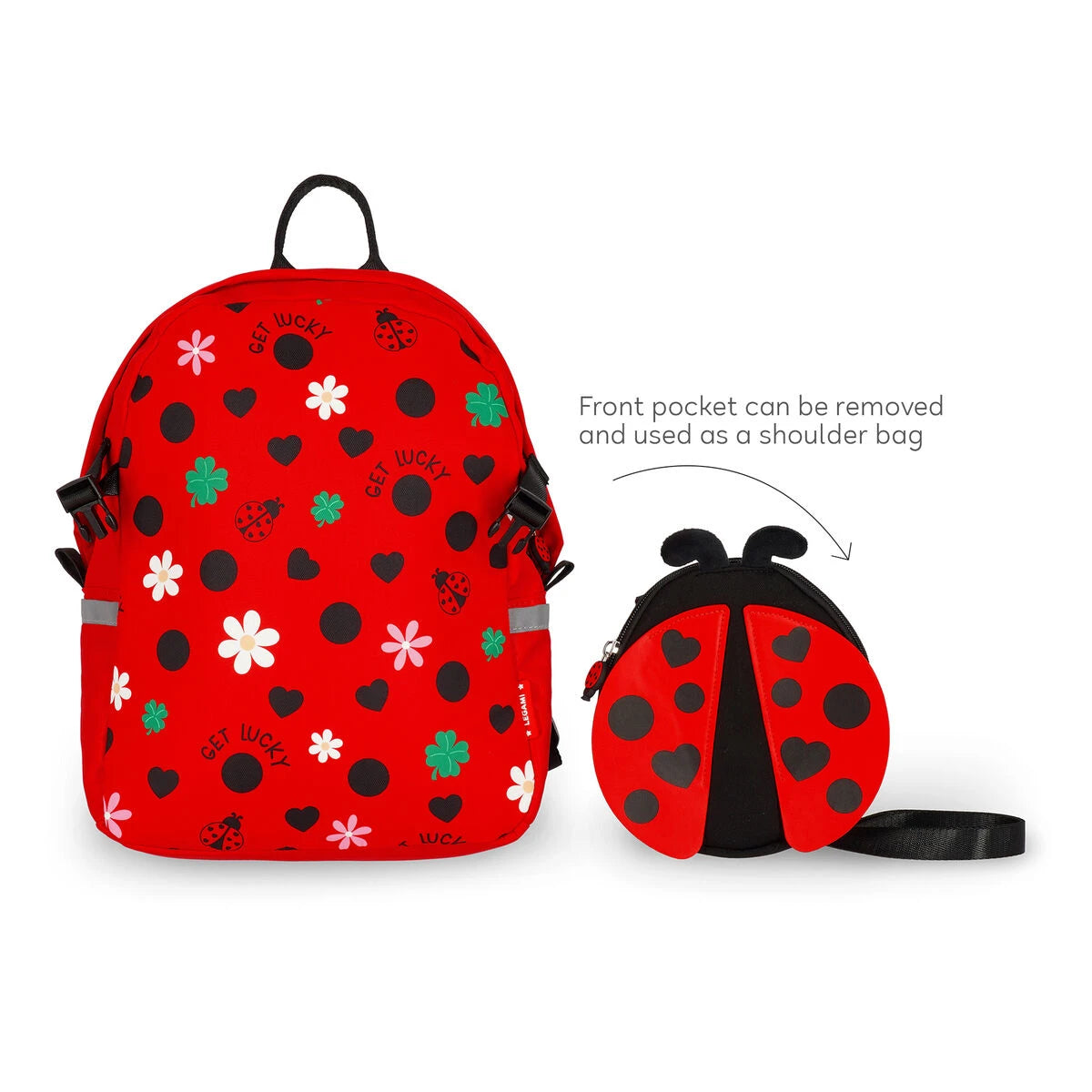 Legami - 2-in-1 Marienkäfer Rucksack mit abnehmbarem Frontfach - Sehr süß!