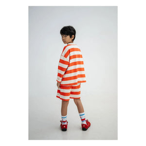 Repose AMS - Gestreifte Jogger-Shorts aus Bio-Baumwolle | Rot