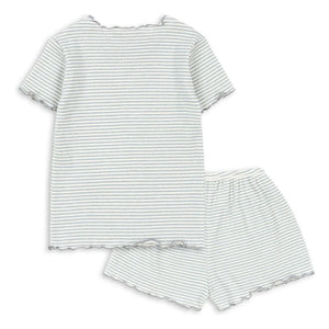 Konges Sløjd - Geripptes Bio-Baumwoll-Set mit gestreiftem T-Shirt und Shorts | Blau