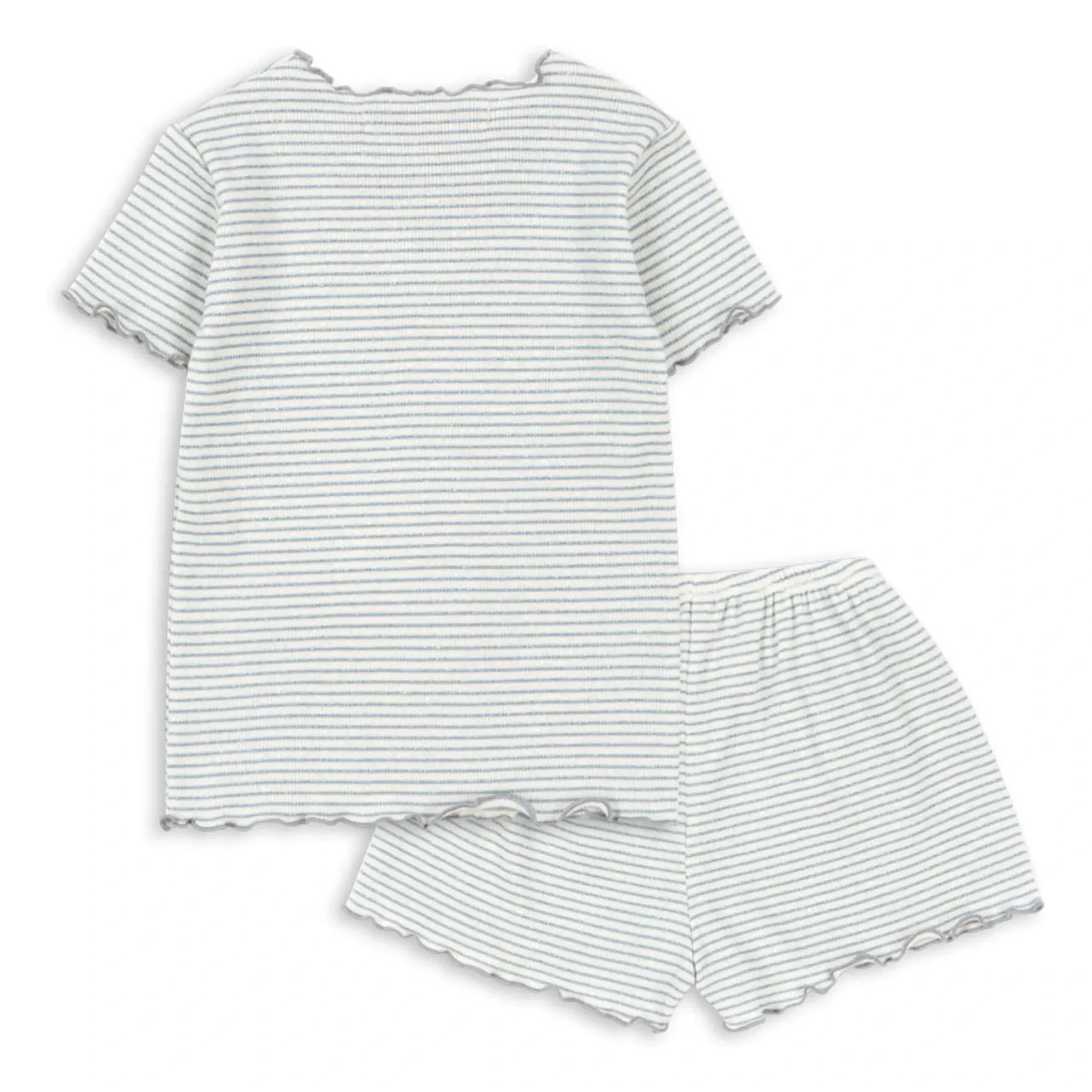Konges Sløjd - Geripptes Bio-Baumwoll-Set mit gestreiftem T-Shirt und Shorts | Blau