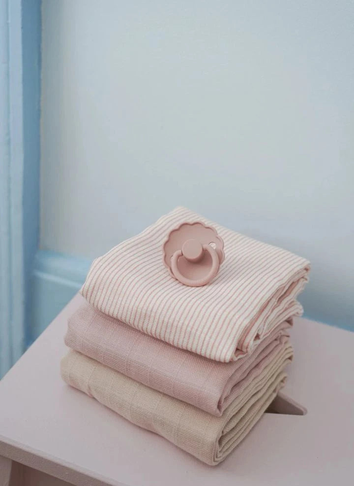 Cam Cam - Klassische gestreifte Musselin Tücher - 3er Set | Rosa