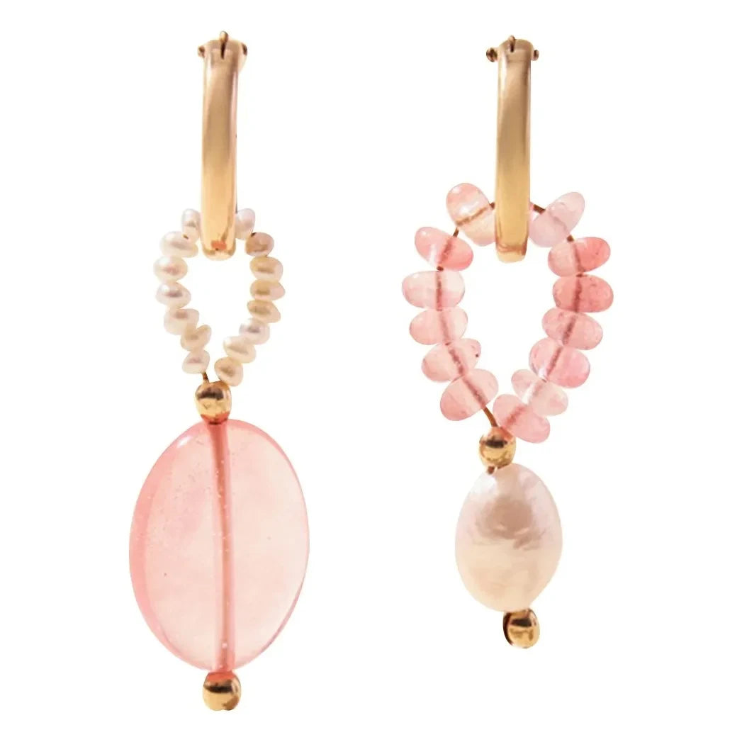 Camille Colette Studio - Jim Quartz Halka Küpeler | Pembe
