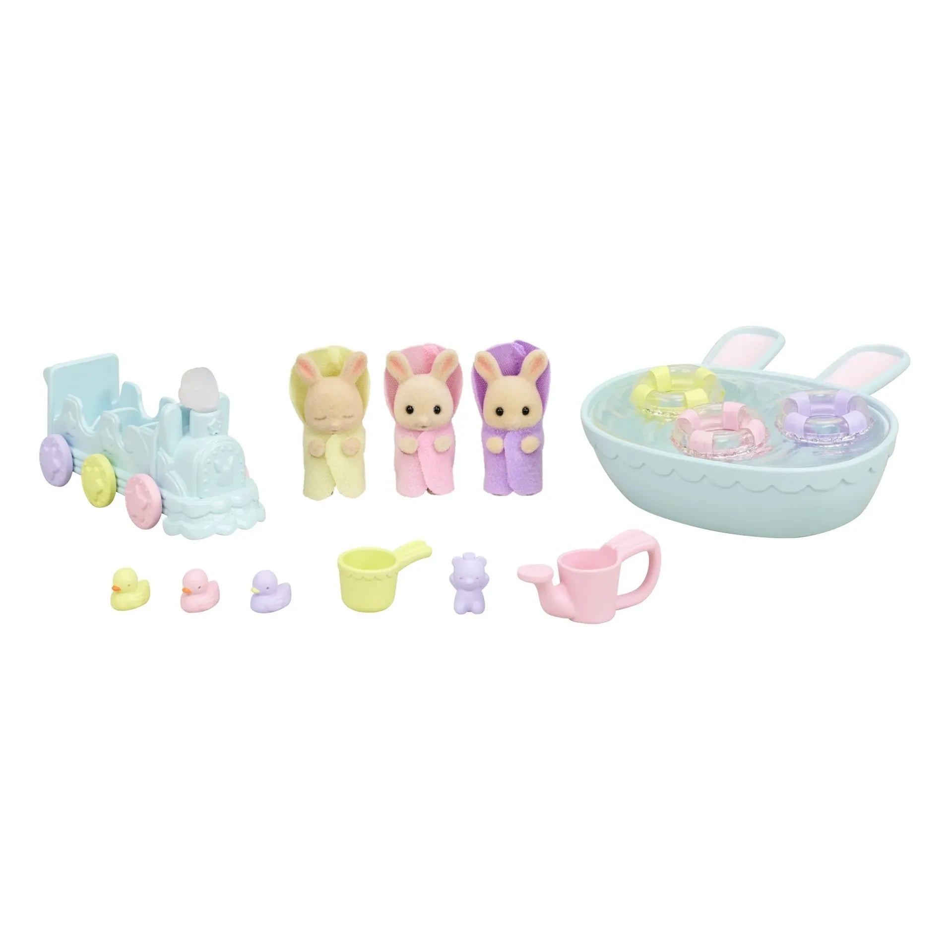 Sylvanian Families - Hasen-Drillinge Creme & Badewannen-Zubehör