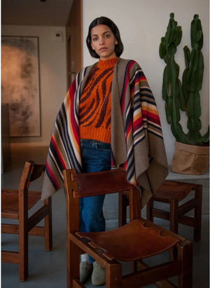 La Méricaine - Apache Recyceltes Woll-Cape | Erdbraun