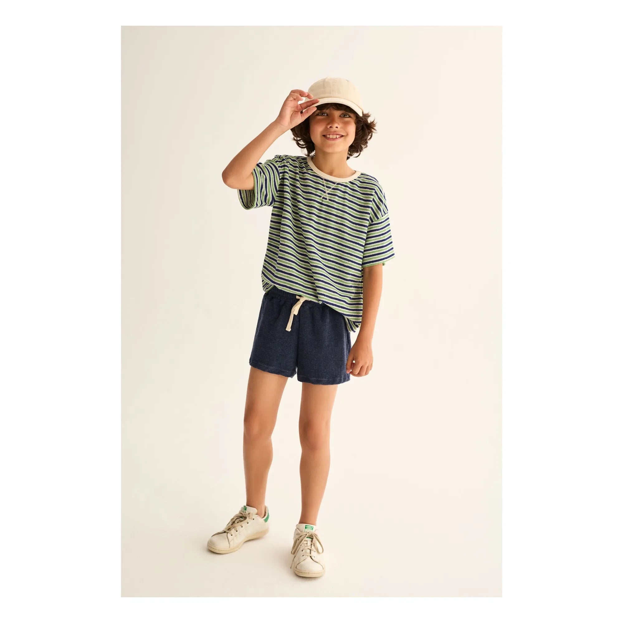 Cozmo - Enea Gestreiftes Handtuch-T-Shirt | Marine