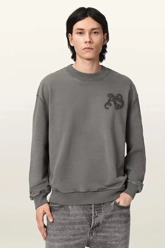 AllSaints erkek pamuklu oversize sweatshirt INSIGNIA