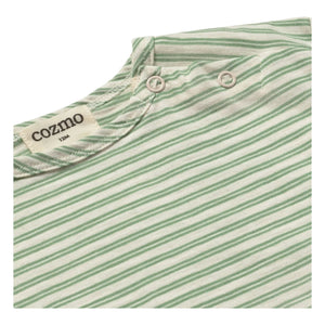 Cozmo - Gestreiftes Baby T-Shirt | Wiesengrün