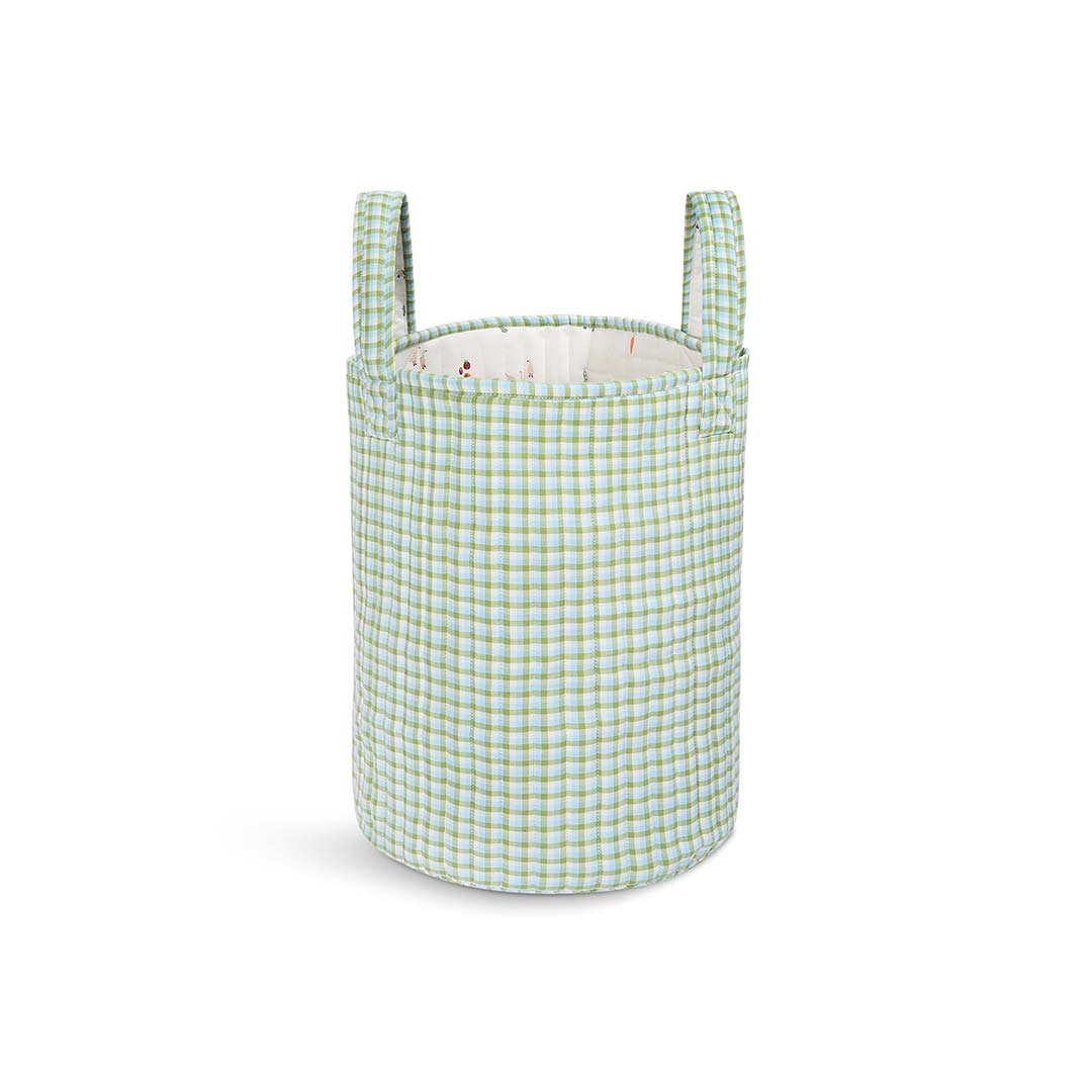 Avery Row Large Quilted Storage Basket - Little Farm/Greenhouse Gingham-Storage Baskets-Little Farm/Greenhouse Gingham- | Natural Baby Shower