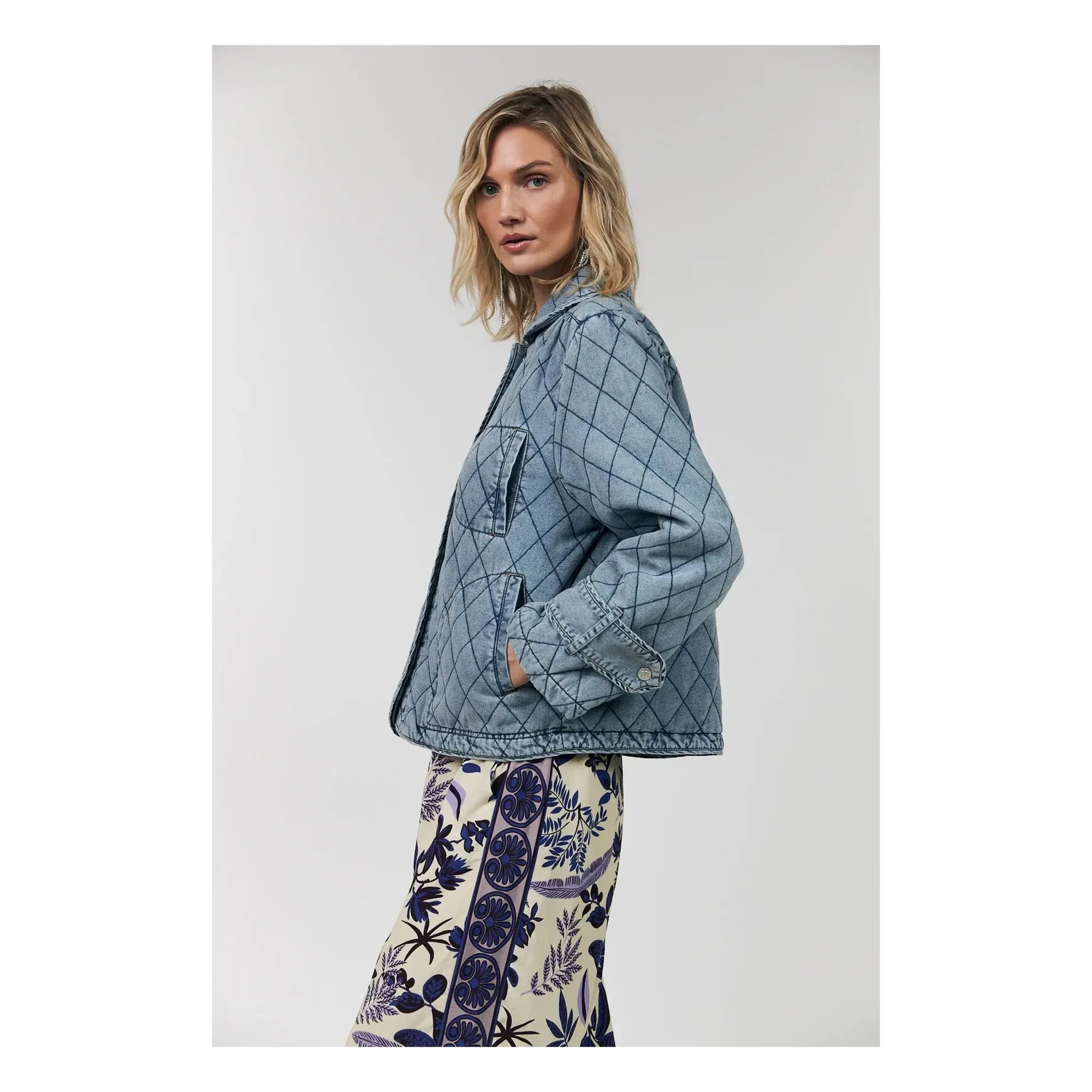 Lollys Laundry - Viola Kapitone Baumwolljacke | Denimblau