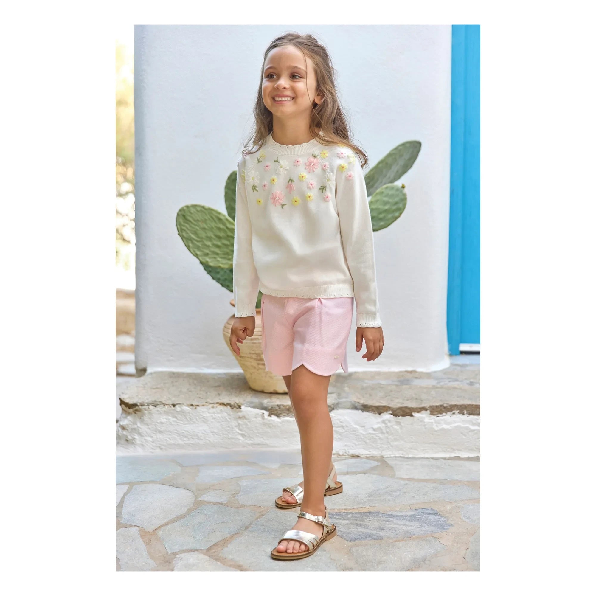 Tartine et Chocolat - Pullover mit Blumenstickerei | Ecru