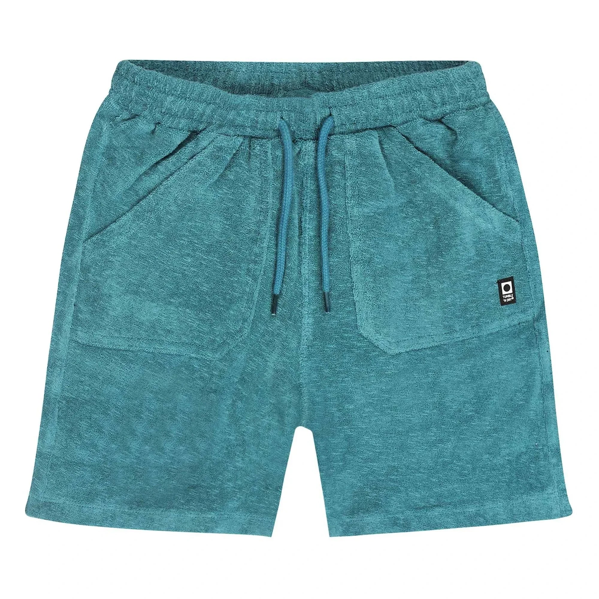 Tumble N'Dry - Kurzes Strand-Port Fouta Bio-Baumwolle | Pfauenblau