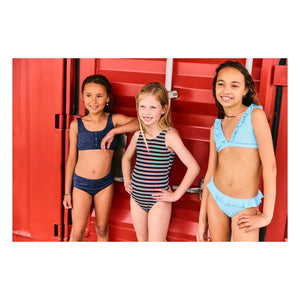 Beachlife - Recyceltes Faser-Badeanzug mit Knopfdetail | Nachtblau