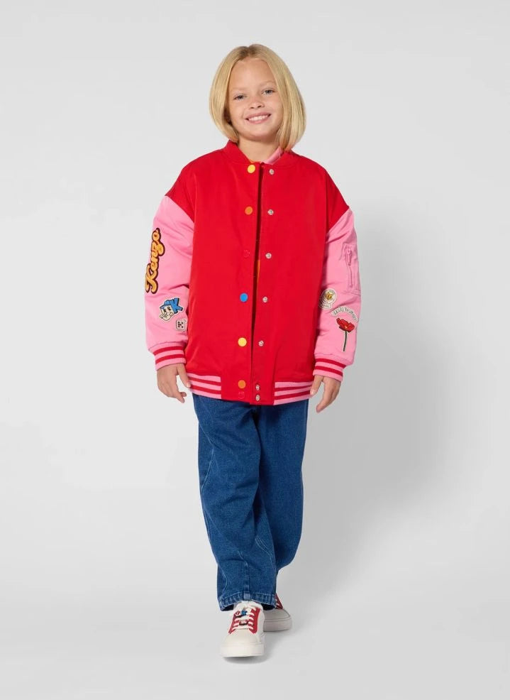 Kenzo - Bomber Rozetli İşlemeli Kenzo Flower | Kırmızı