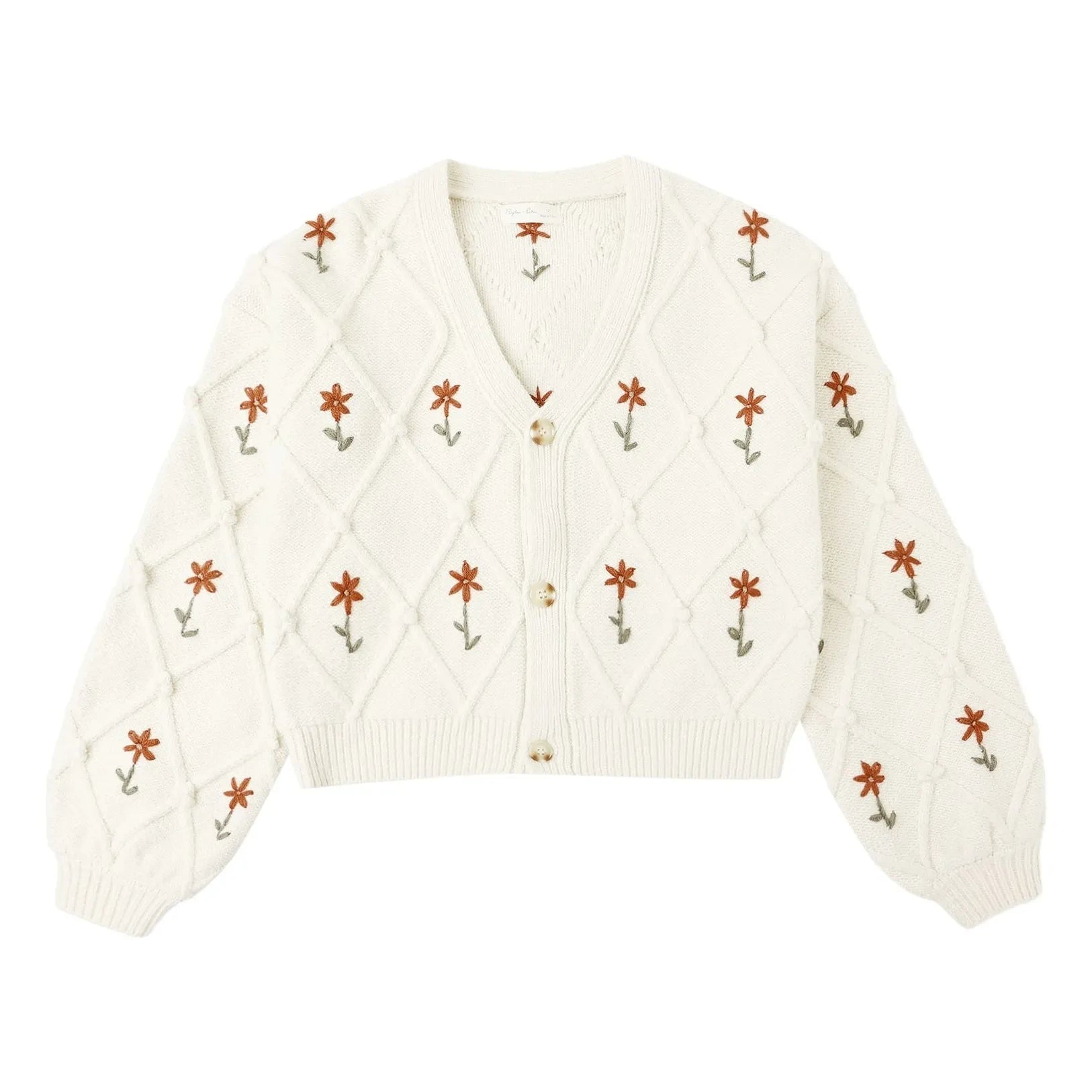 Rylee + Cru - Kurze Gänseblümchen-Cardigan | Ecru