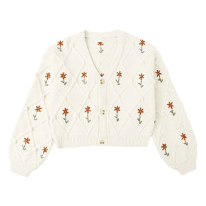 Rylee + Cru - Kurze Gänseblümchen-Cardigan | Ecru