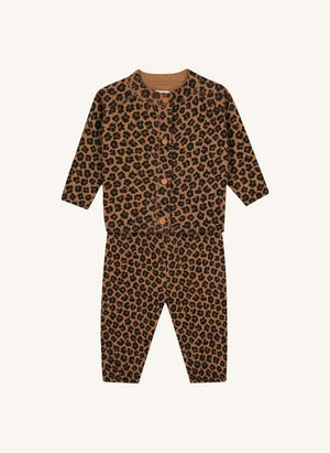 Bonton - Leopar Hırka ve Tayt Seti | Kahverengi
