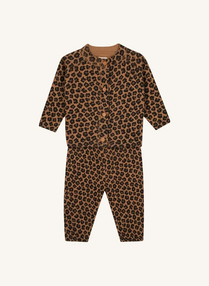 Bonton - Leopar Hırka ve Tayt Seti | Kahverengi