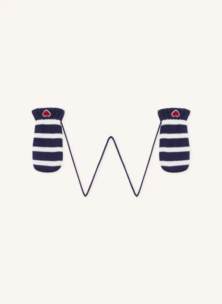 Petit Bateau - Gestreifte Handschuhe mit Herz | Nachtblau