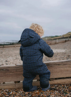 Töastie - Aus recycelten Fasern hergestellter wasserfester Houndstooth Cloud-Jacke | Blau