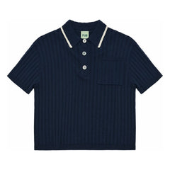 FUB – Polo-Shirt aus Rippstrick, Bio-Baumwolle | Marineblau