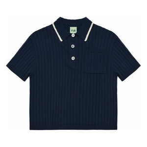 FUB – Polo-Shirt aus Rippstrick, Bio-Baumwolle | Marineblau