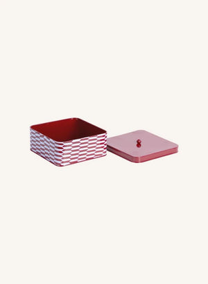 Present Time - Salerno-Muster Metal Aufbewahrungsbox | Rot