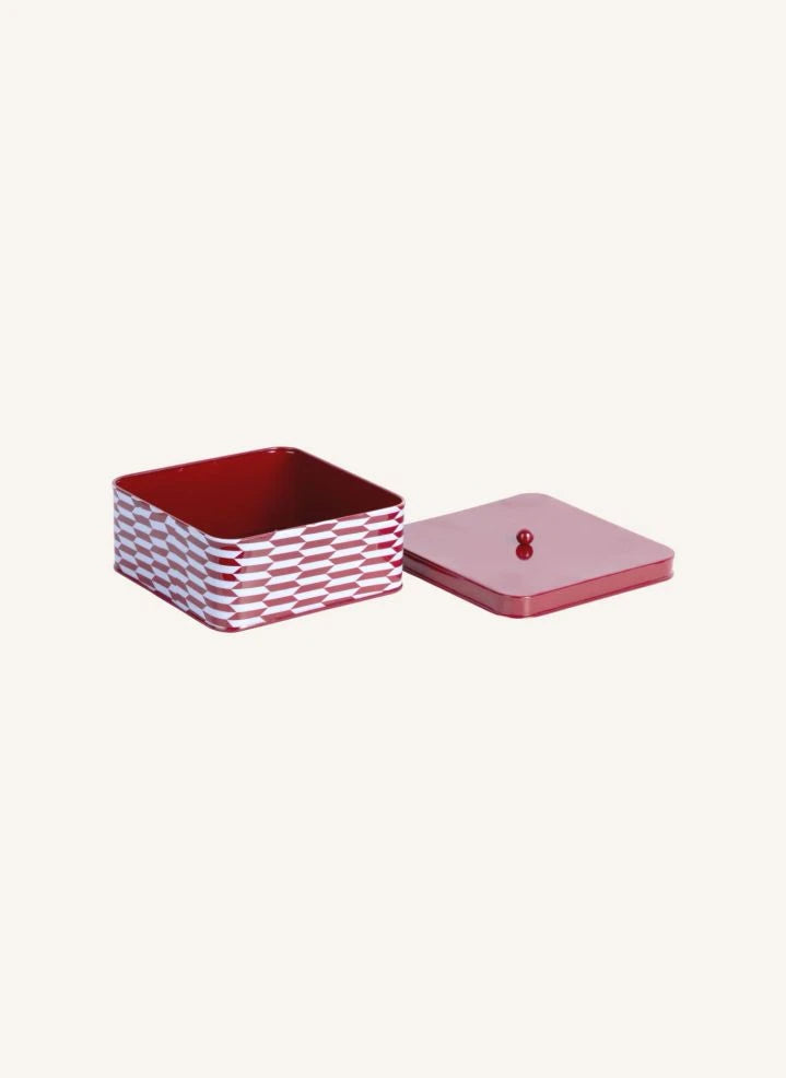 Present Time - Salerno-Muster Metal Aufbewahrungsbox | Rot