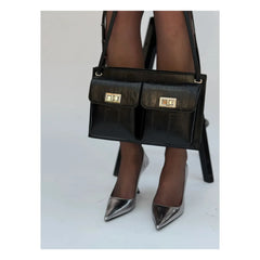 BY FAR – Billy Strukturiert Ledertasche | Schwarz