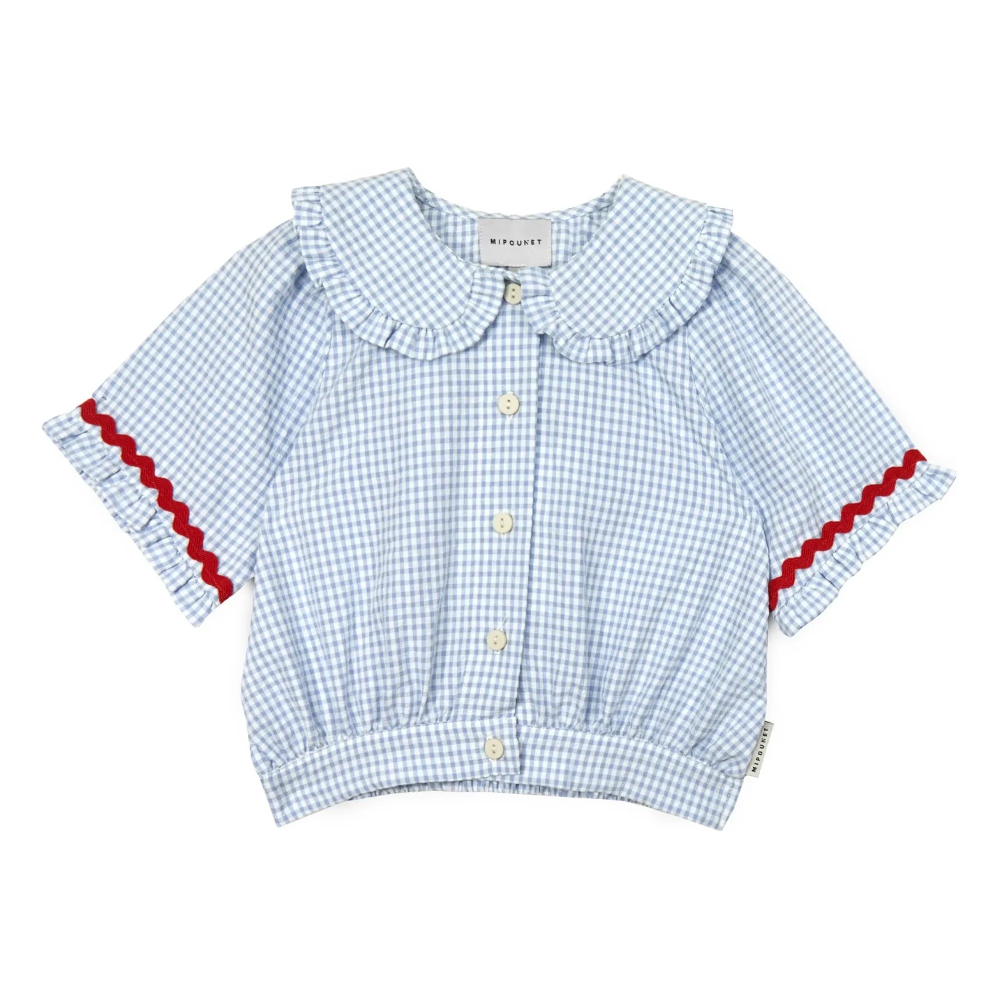 Mipounet - Claudine Kragen Sylvie Vichy Bluse | Hellblau