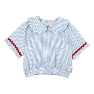Mipounet - Claudine Kragen Sylvie Vichy Bluse | Hellblau